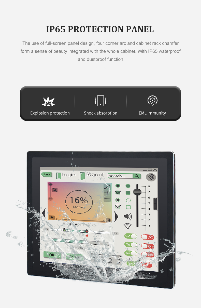 wall mount capacitive industrial touch monitor